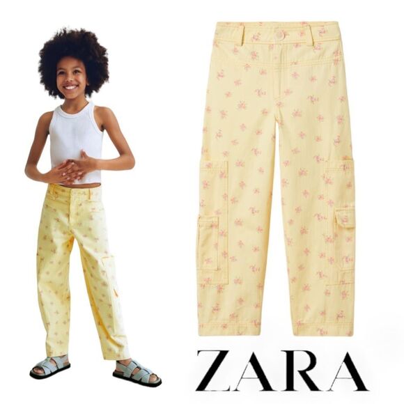 Zara Other - ZARA Kids | Yellow | FLORAL CARGO PANTS